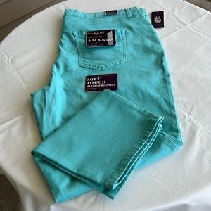 Gloria, Vanderbilt, turquoise jeans